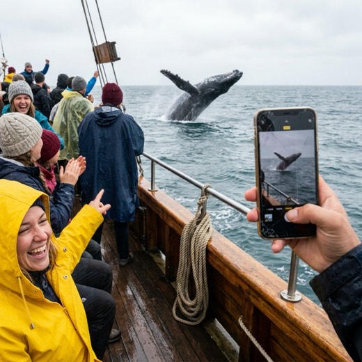 Photographing a breaching humpback on a phone